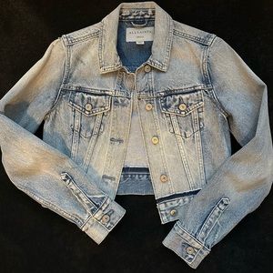 All saints cropped denim jacket